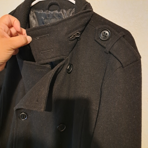 Guess XLarge button down long sleeve pea coat. Black - Picture 8 of 15